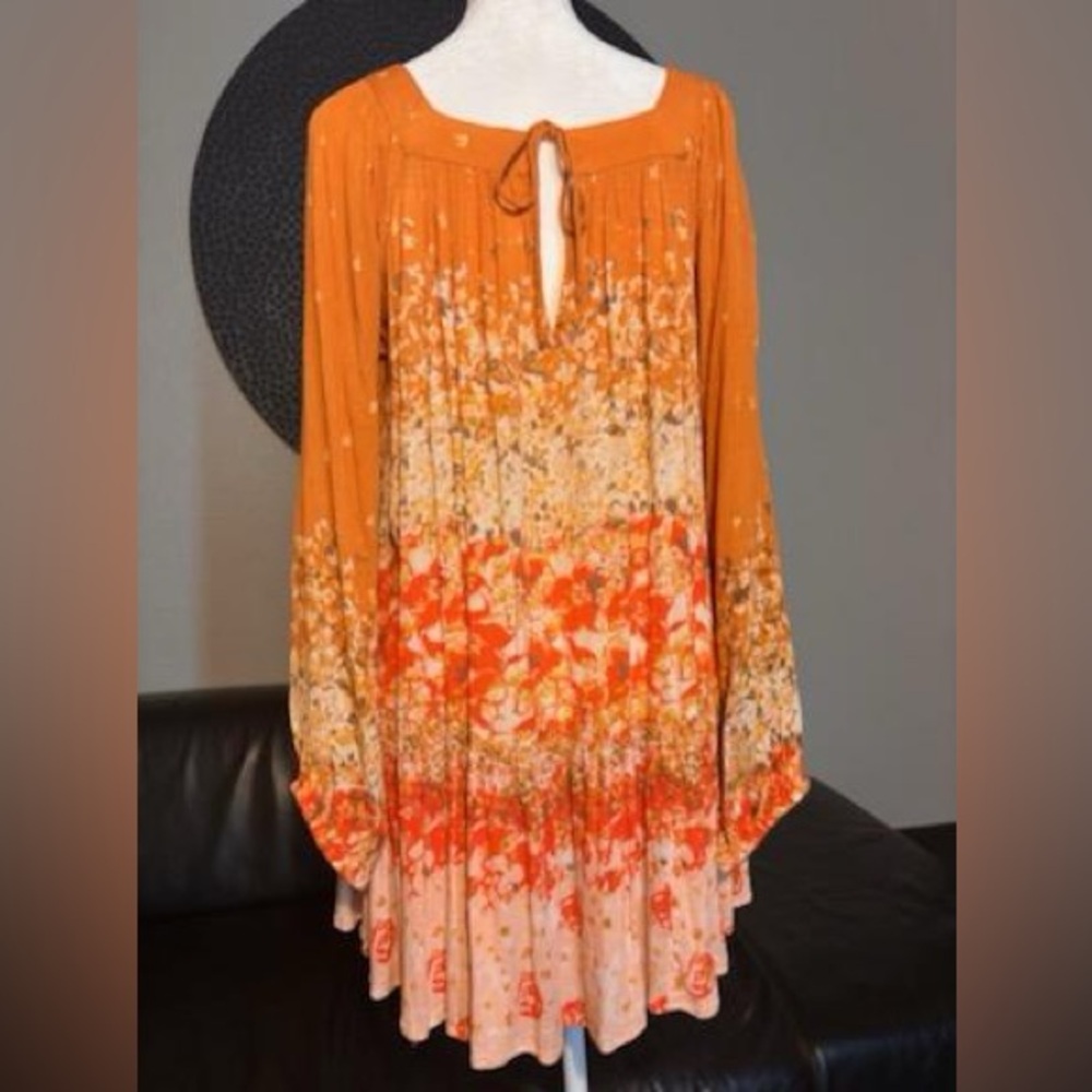 Free People Orange and Yellow Floral Tunic Dress - Picture 10 of 14